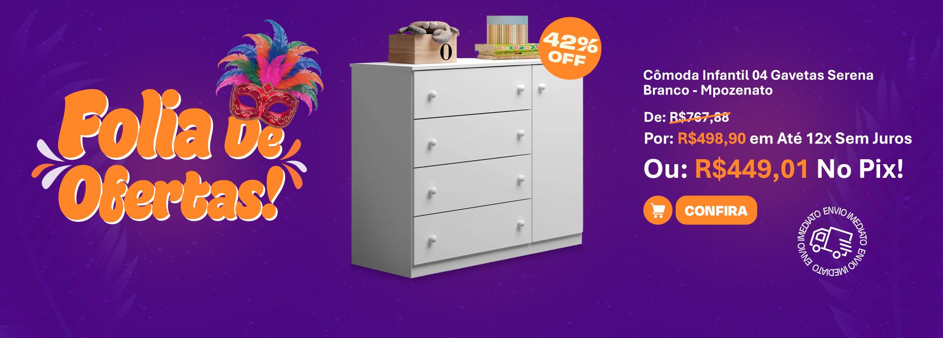 Folia de Ofertas: Cômoda Infantil Serena