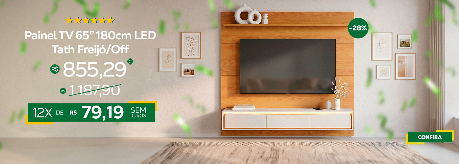 Copa do Mundo - Painel TV 65'' Tath - Freijó/Off