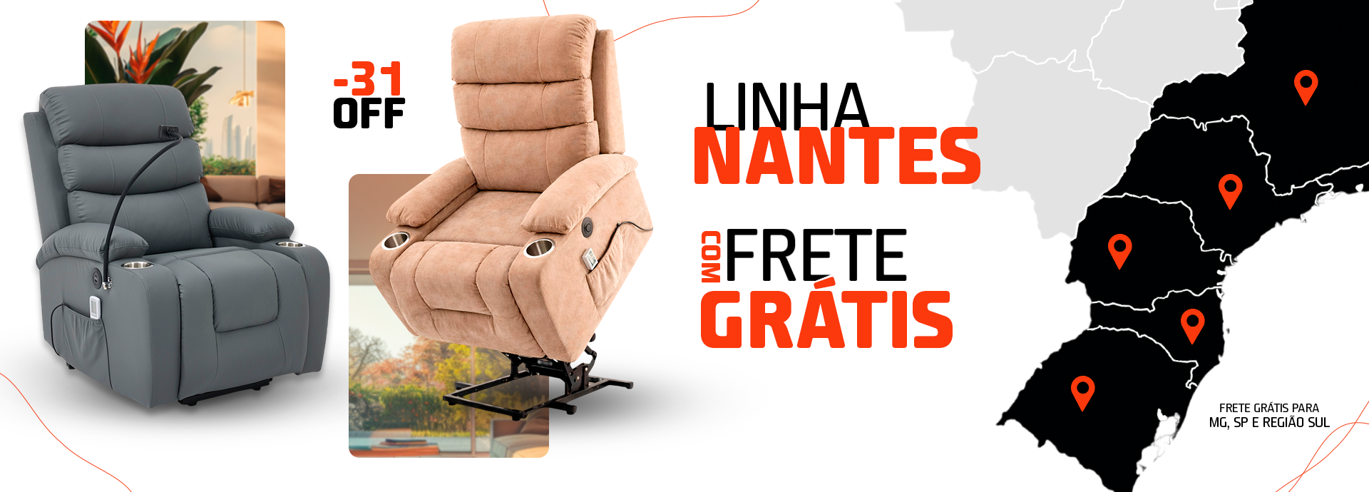 Poltrona Nantes - Frete Grátis