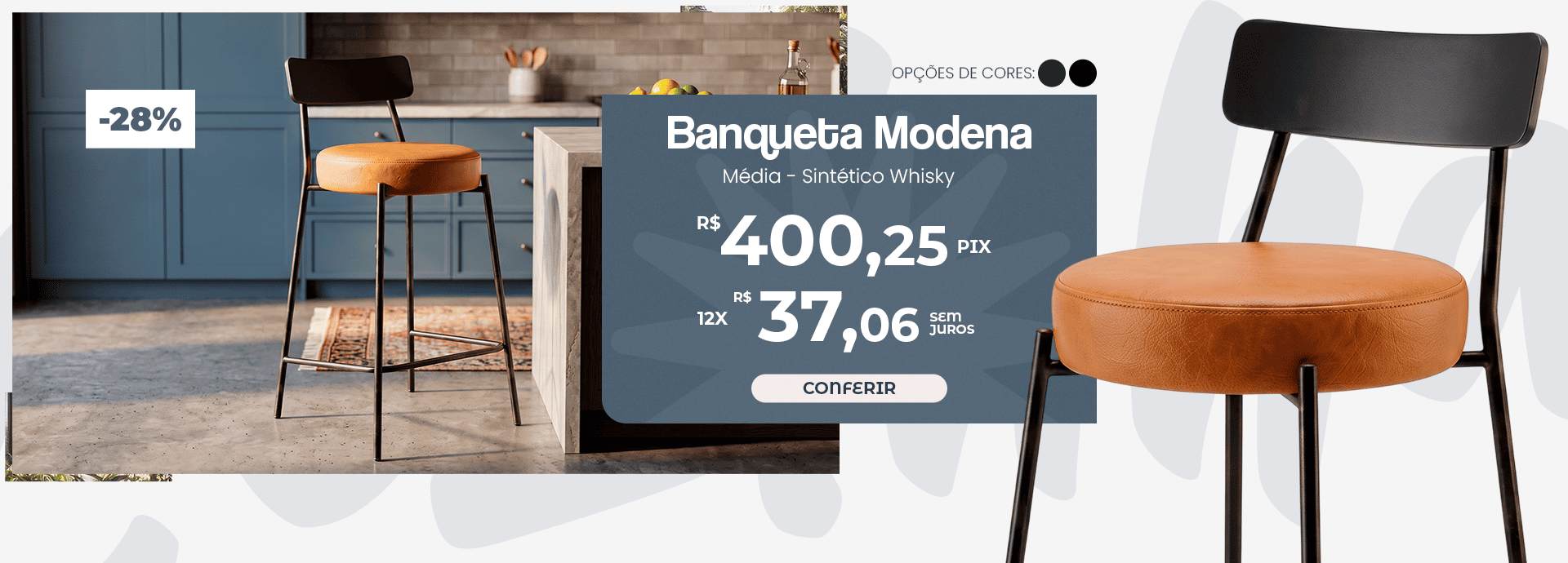 Mês do Cliente - Banqueta Média Modena Whisky
