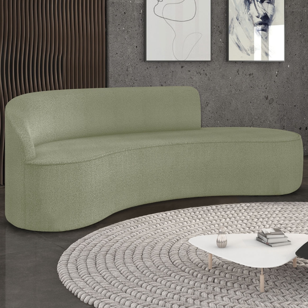 Sofá 4 Lugares Para Sala 220cm Orgânico Wendi Boucle Pistache I01  - Mpozenato