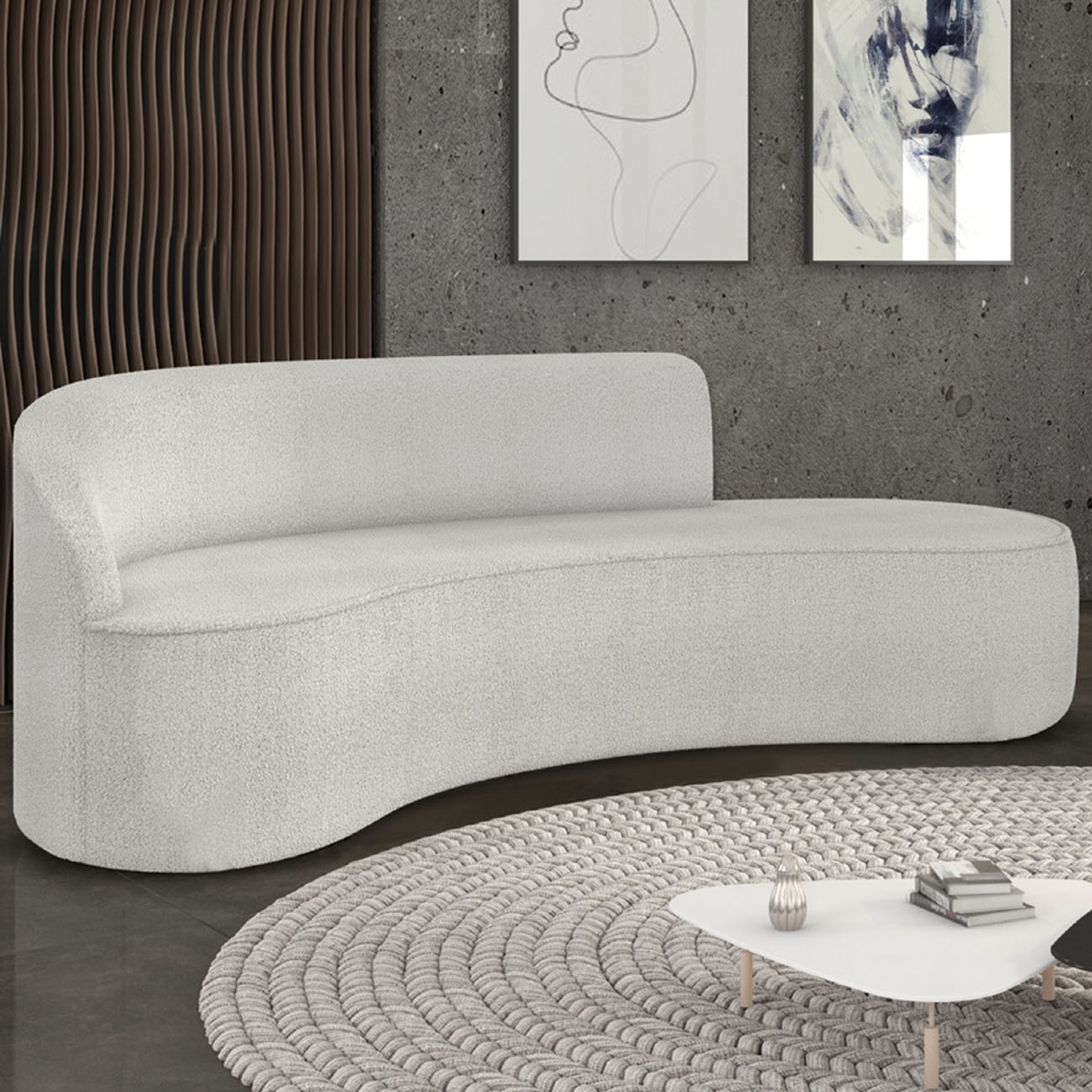 Sofá 4 Lugares Para Sala 220cm Orgânico Wendi Boucle Cinza I01  - Mpozenato