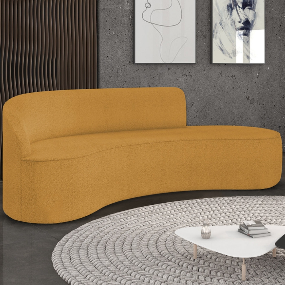Sofá 4 Lugares Para Sala 220cm Orgânico Wendi Boucle Mostarda I01  - Mpozenato