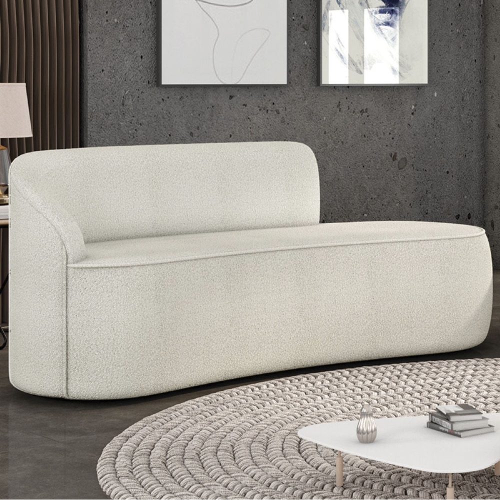 Sofá 2 Lugares Para Sala 140cm Orgânico Wendi Boucle Off White I01  - Mpozenato