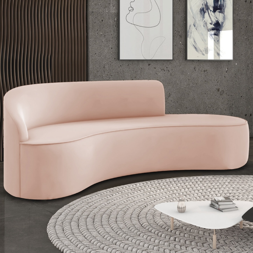 Sofá 4 Lugares Para Sala 220cm Orgânico Wendi Veludo Rose I01  - Mpozenato