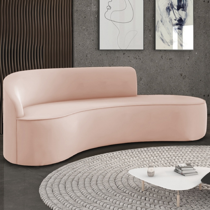 Sofá 4 Lugares Para Sala 220cm Orgânico Wendi Veludo Rose I01  - Mpozenato