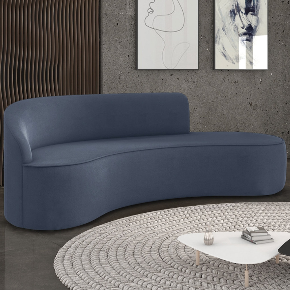 Sofá 4 Lugares Para Sala 220cm Orgânico Wendi Suede Azul Marinho I01  - Mpozenato
