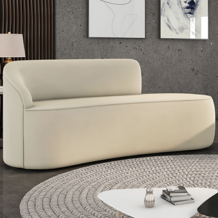 Sofá 2 Lugares Para Sala 140cm Orgânico Wendi Veludo Bege I01  - Mpozenato