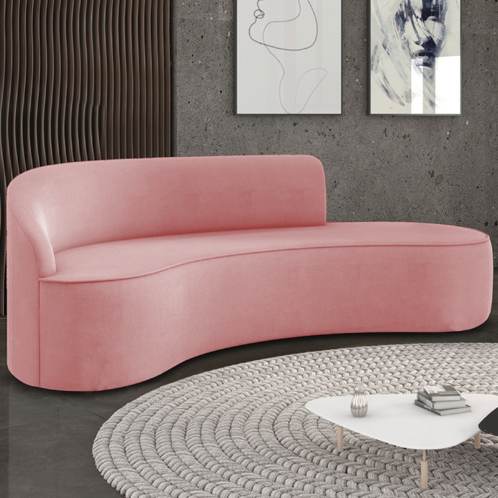 Sofá 4 Lugares Para Sala 220cm Orgânico Wendi Suede Rosê I01  - Mpozenato