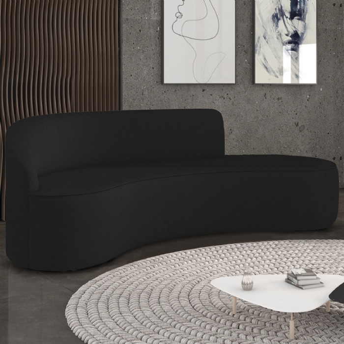 Sofá 4 Lugares Para Sala 220cm Orgânico Wendi Linho Preto I01  - Mpozenato