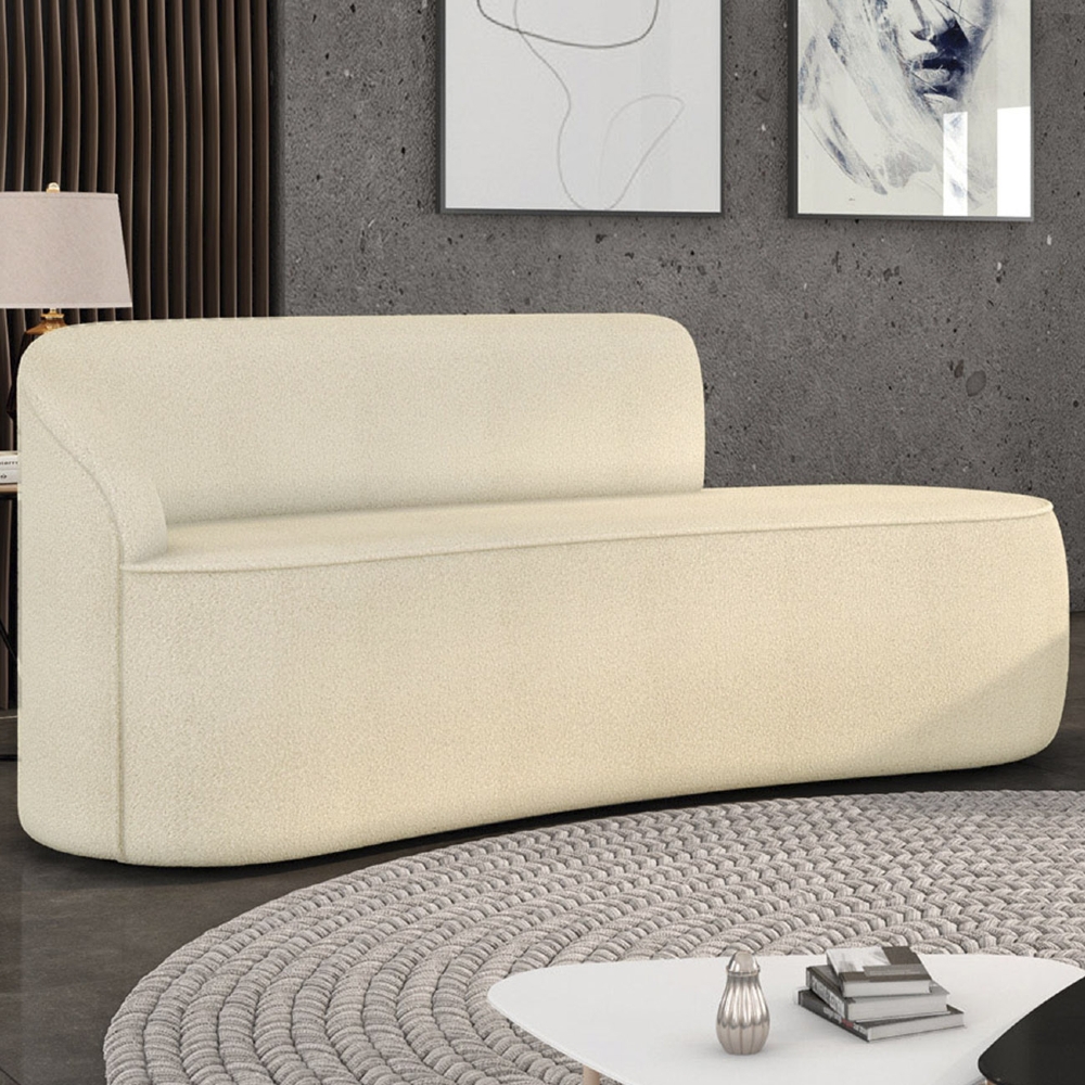 Sofá 3 Lugares Para Sala 180cm Orgânico Wendi Boucle Off White I01  - Mpozenato