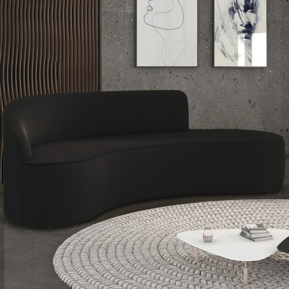 Sofá 4 Lugares Para Sala 220cm Orgânico Wendi Suede Preto I01  - Mpozenato