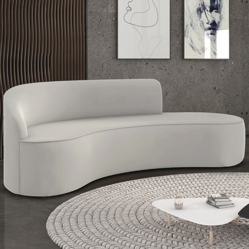 Sofá 4 Lugares Para Sala 220cm Orgânico Wendi Veludo Cinza I01  - Mpozenato