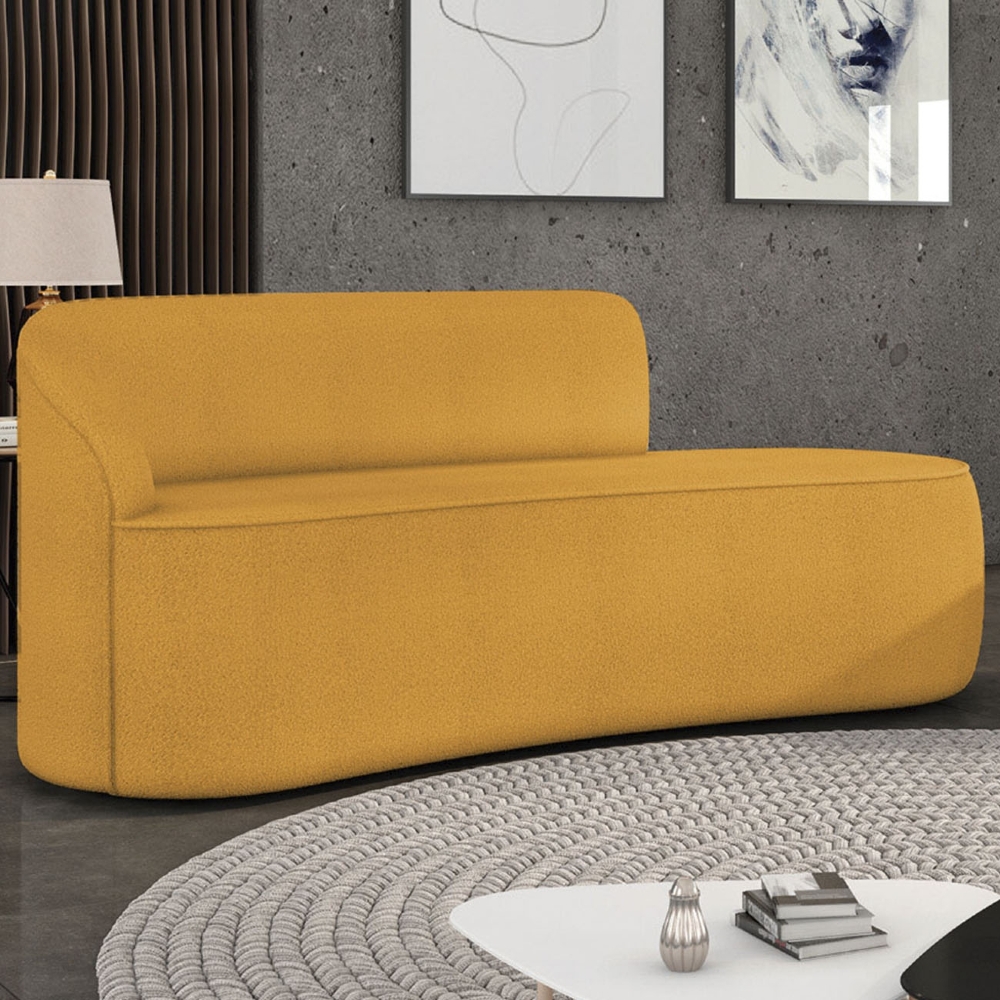 Sofá 3 Lugares Para Sala 180cm Orgânico Wendi Boucle Mostarda I01  - Mpozenato