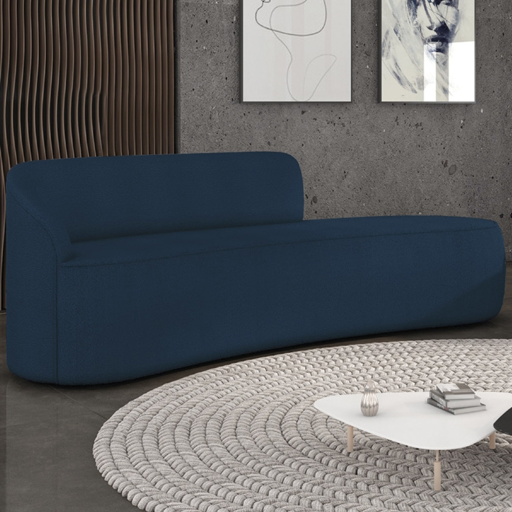 Sofá 4 Lugares Para Sala 220cm Orgânico Wendi Boucle Azul I01  - Mpozenato
