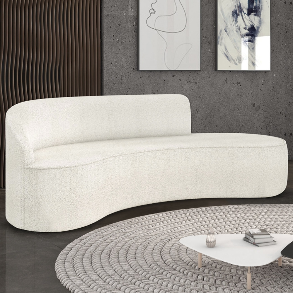Sofá 4 Lugares Para Sala 220cm Orgânico Wendi Boucle Off White I01  - Mpozenato