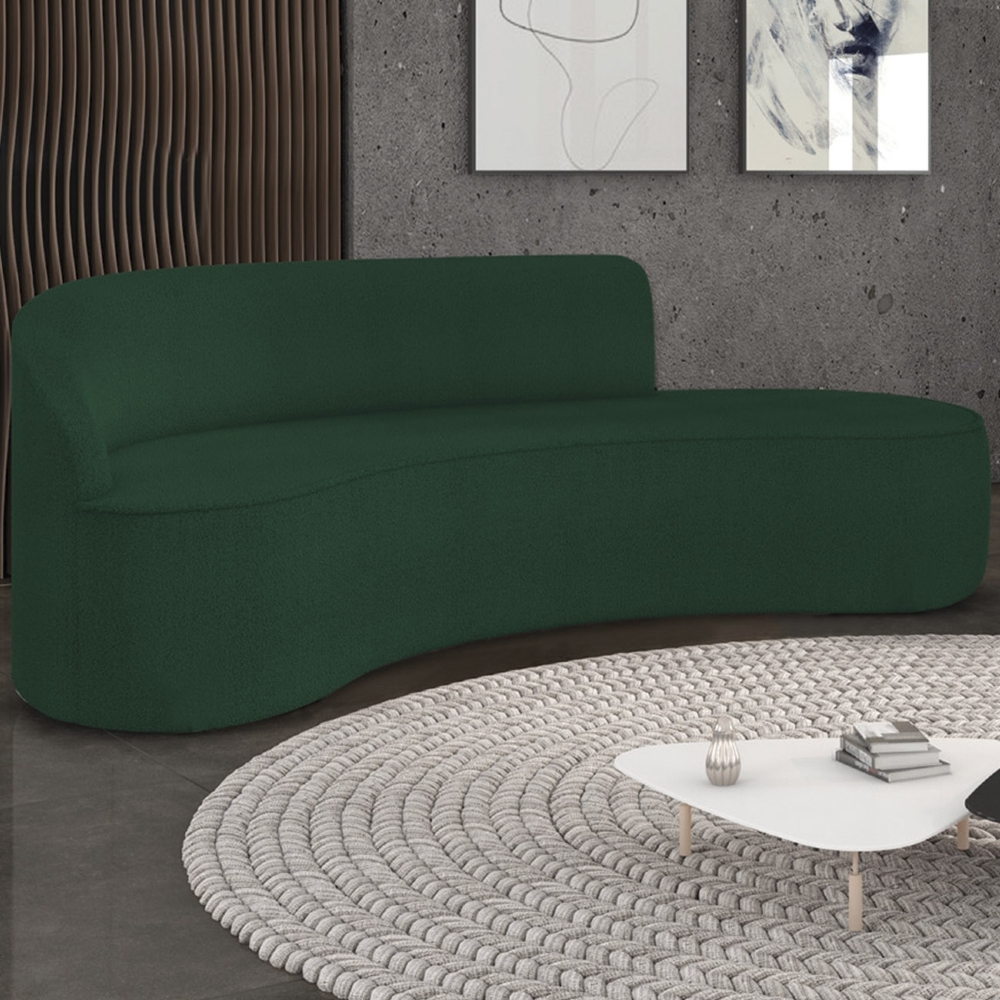 Sofá 4 Lugares Para Sala 220cm Orgânico Wendi Boucle Verde I01  - Mpozenato