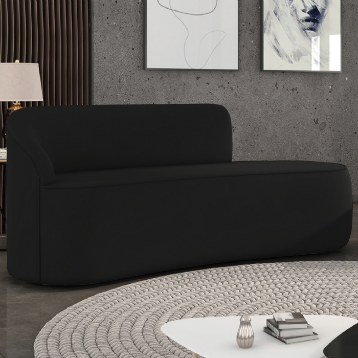 Sofá 3 Lugares Para Sala 180cm Orgânico Wendi Veludo Preto I01  - Mpozenato