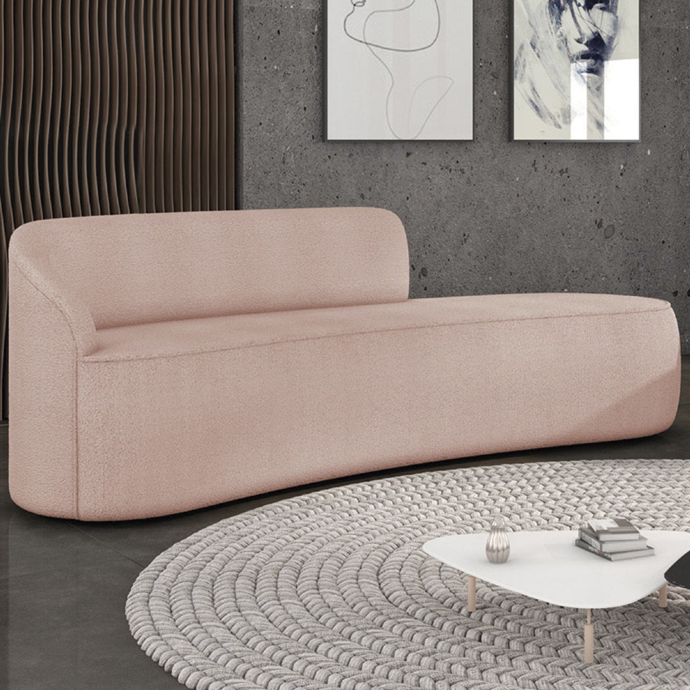 Sofá 4 Lugares Para Sala 220cm Orgânico Wendi Boucle Rose I01  - Mpozenato