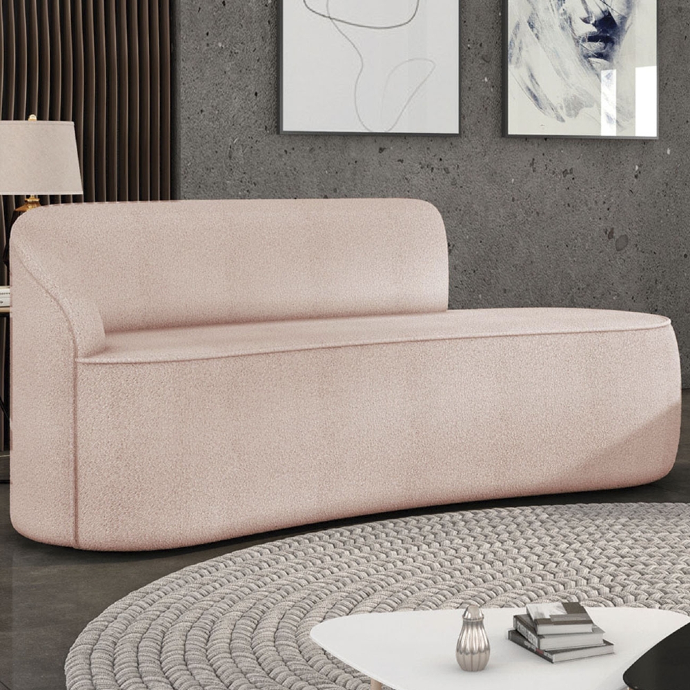 Sofá 3 Lugares Para Sala 180cm Orgânico Wendi Boucle Rose I01  - Mpozenato