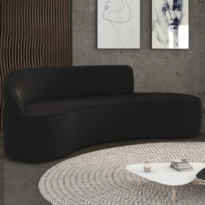 Sofá 4 Lugares Para Sala 220cm Orgânico Wendi Veludo Preto I01  - Mpozenato