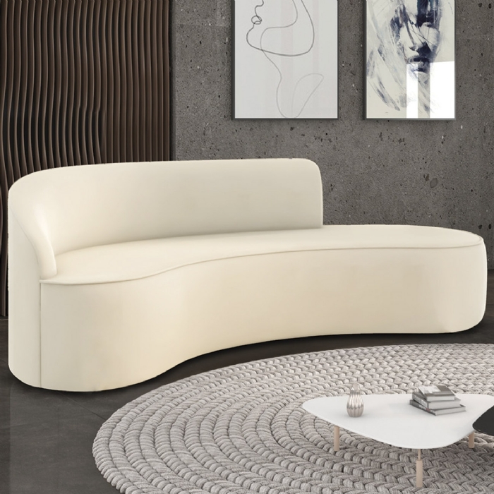 Sofá 4 Lugares Para Sala 220cm Orgânico Wendi Veludo Bege I01  - Mpozenato