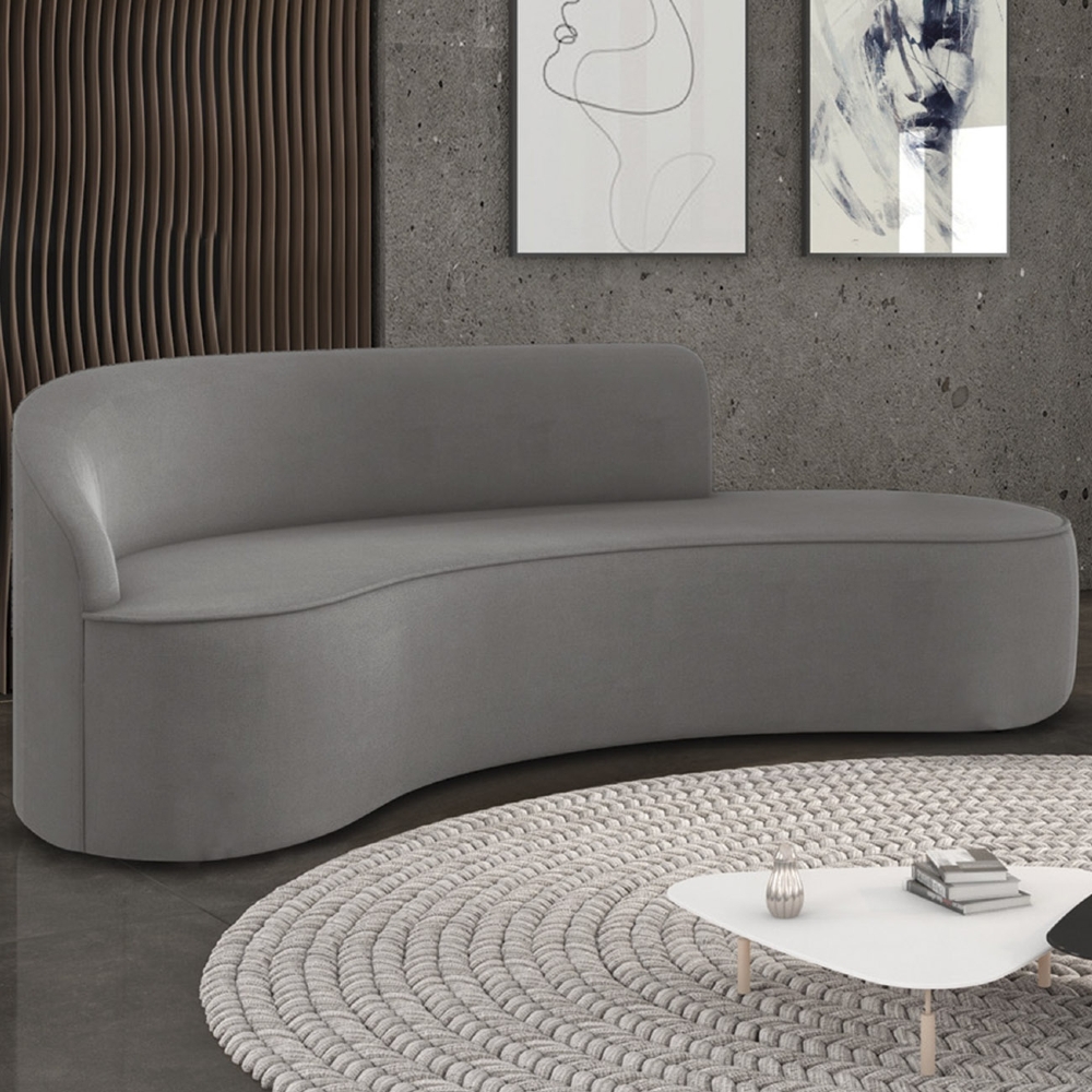 Sofá 4 Lugares Para Sala 220cm Orgânico Wendi Suede Grafite I01  - Mpozenato