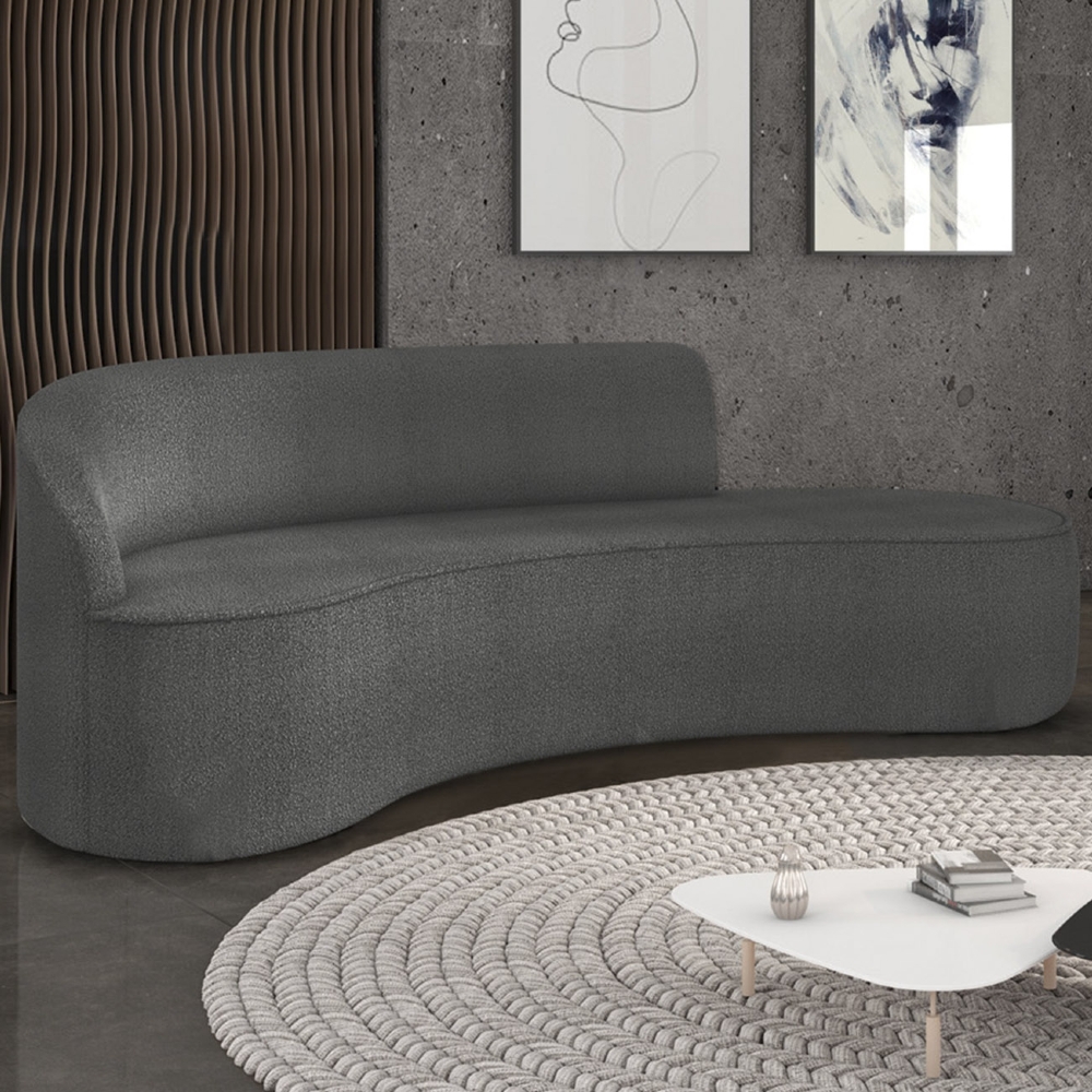 Sofá 4 Lugares Para Sala 220cm Orgânico Wendi Boucle Grafite I01  - Mpozenato