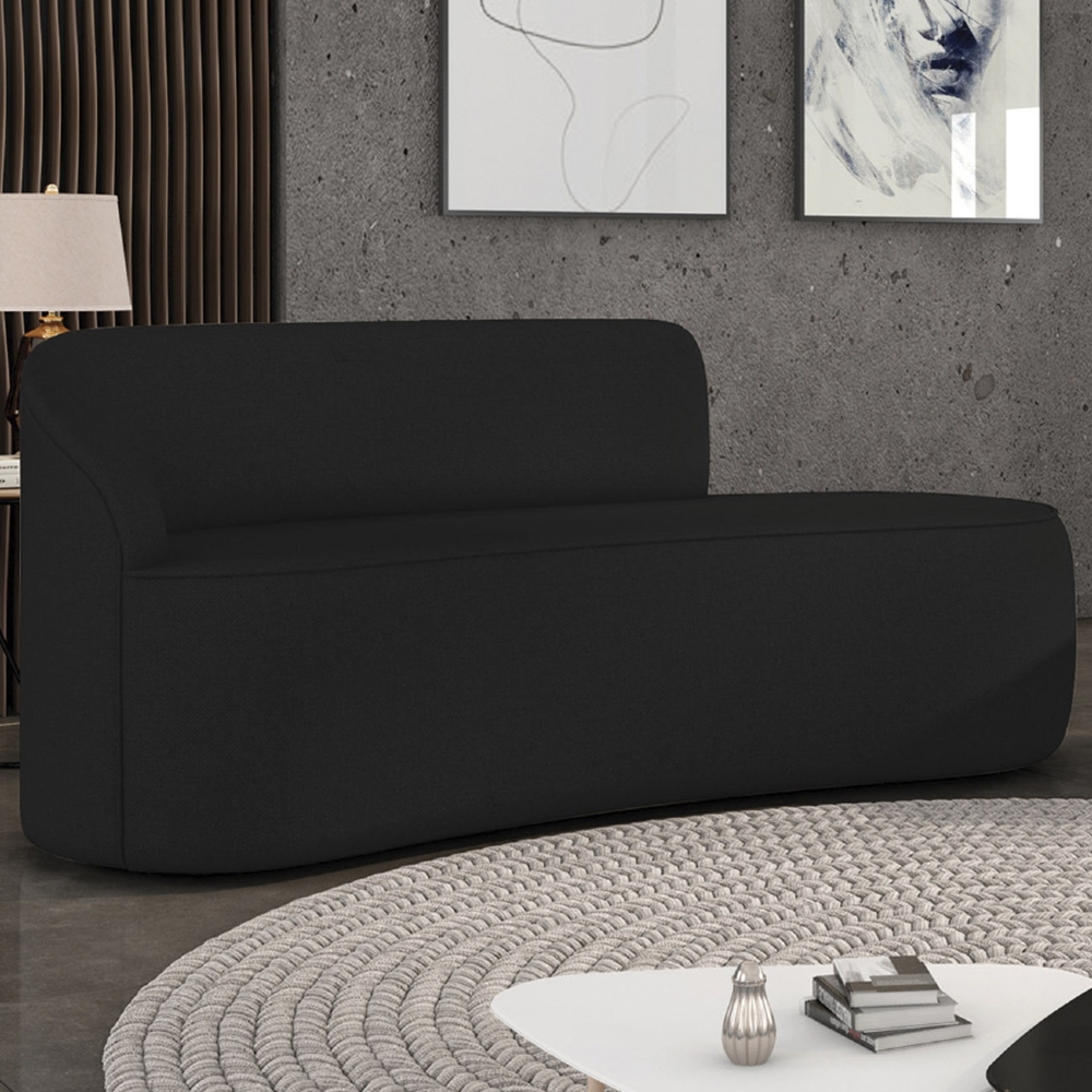 Sofá 3 Lugares Para Sala 180cm Orgânico Wendi Linho Preto I01  - Mpozenato