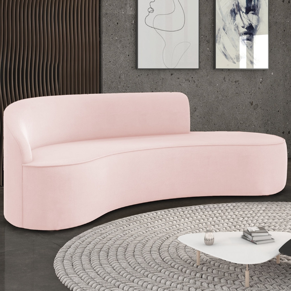 Sofá 4 Lugares Para Sala 220cm Orgânico Wendi Suede Rosa Bebê I01  - Mpozenato