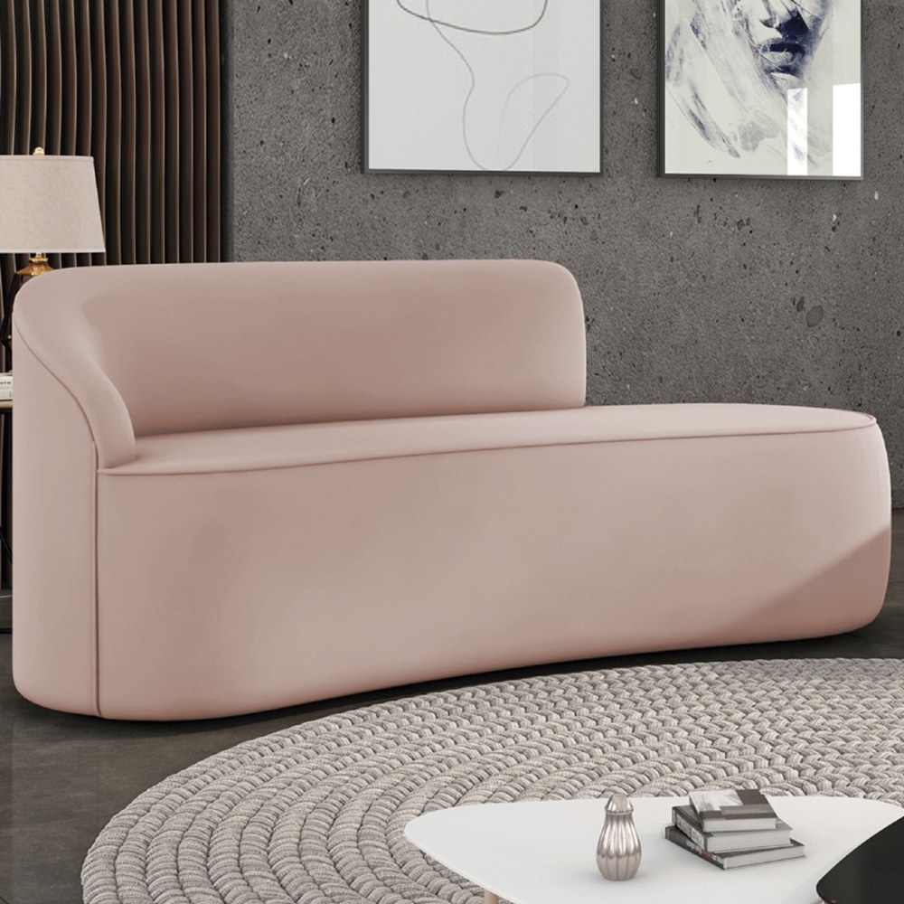 Sofá 3 Lugares Para Sala 180cm Orgânico Wendi Veludo Rose I01  - Mpozenato