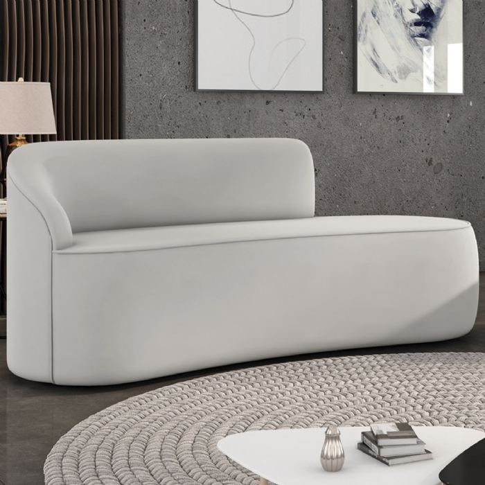 Sofá 3 Lugares Para Sala 180cm Orgânico Wendi Veludo Cinza I01  - Mpozenato