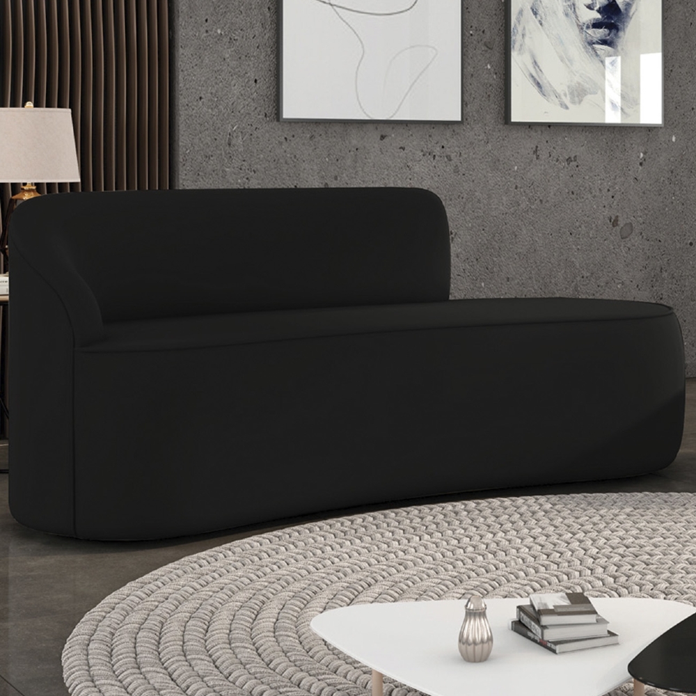 Sofá 2 Lugares Para Sala 140cm Orgânico Wendi Veludo Preto I01  - Mpozenato