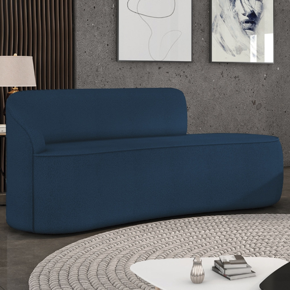 Sofá 3 Lugares Para Sala 180cm Orgânico Wendi Boucle Azul I01  - Mpozenato