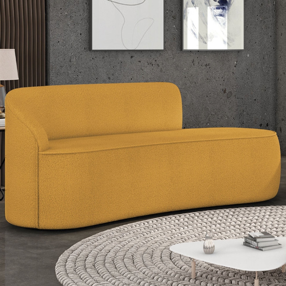 Sofá 2 Lugares Para Sala 140cm Orgânico Wendi Boucle Mostarda I01  - Mpozenato