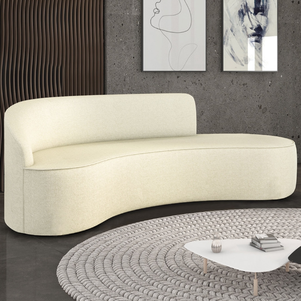 Sofá 4 Lugares Para Sala 220cm Orgânico Wendi Linho Bege I01  - Mpozenato