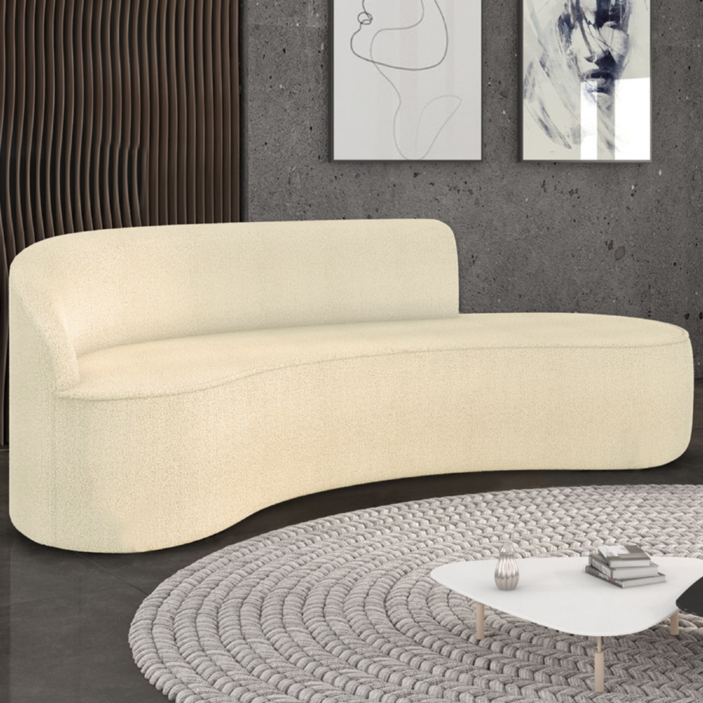 Sofá 4 Lugares Para Sala 220cm Orgânico Wendi Boucle Bege I01  - Mpozenato