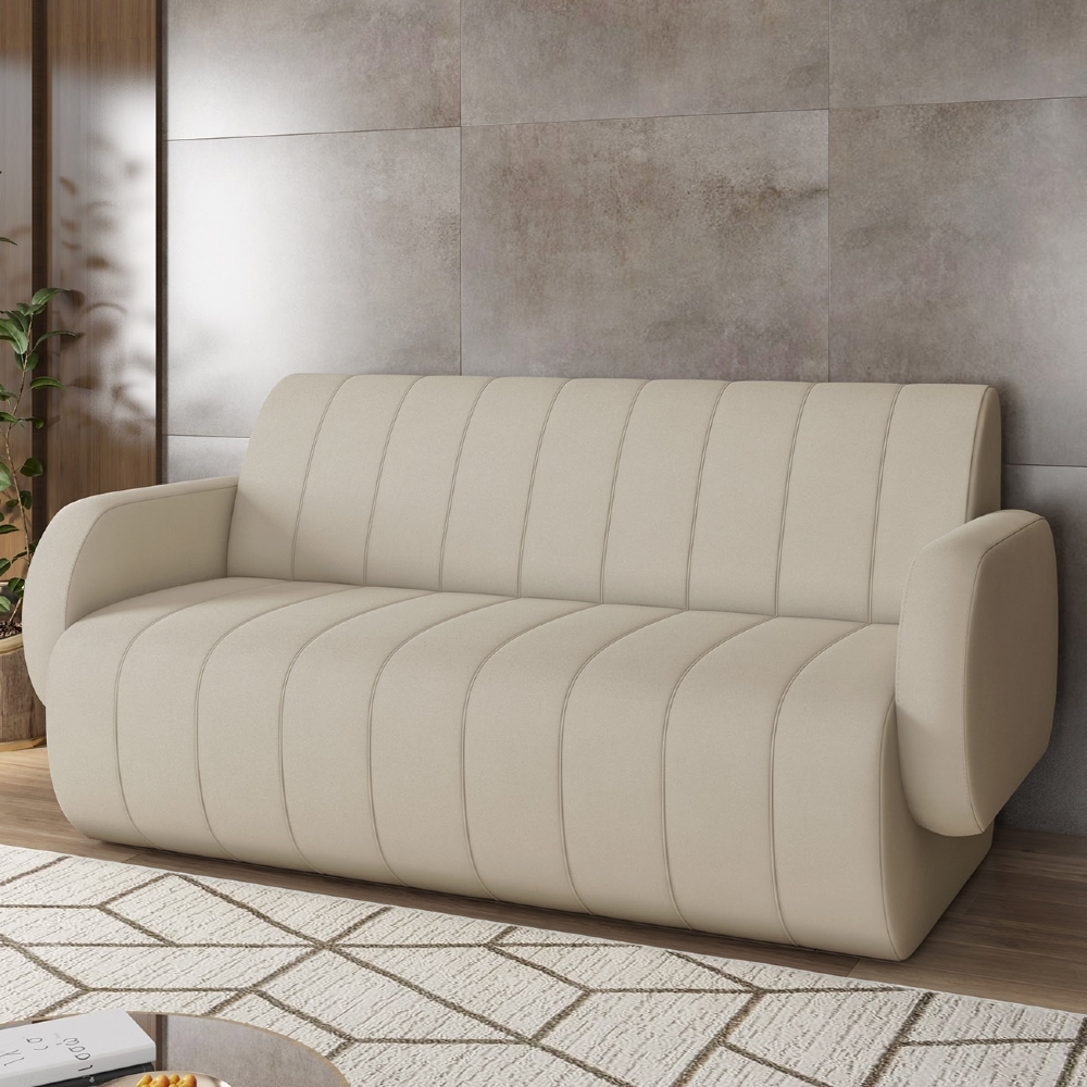 Sofá 2 Lugares 188cm Sala de Estar Munik Veludo Bege Z08    - Mpozenato