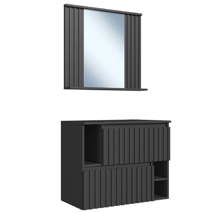 Gabinete Banheiro 75cm  Para Cuba e Espelheira Tunís Grafite F10 - Mpozenato