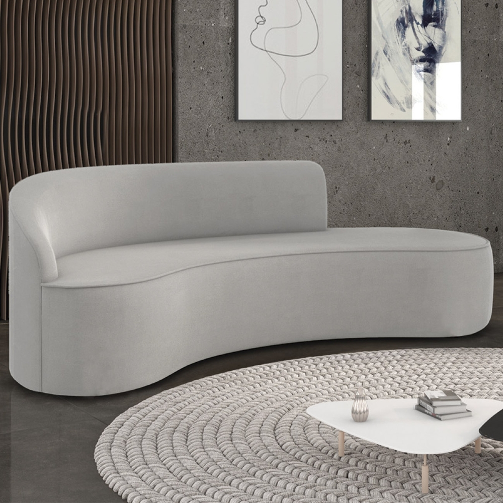 Sofá 4 Lugares Para Sala 220cm Orgânico Wendi Suede Cinza I01  - Mpozenato