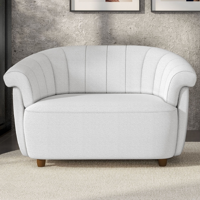 Sofá 2 Lugares 150cm Namoradeira Lykan Boucle Cru Z32     - Mpozenato