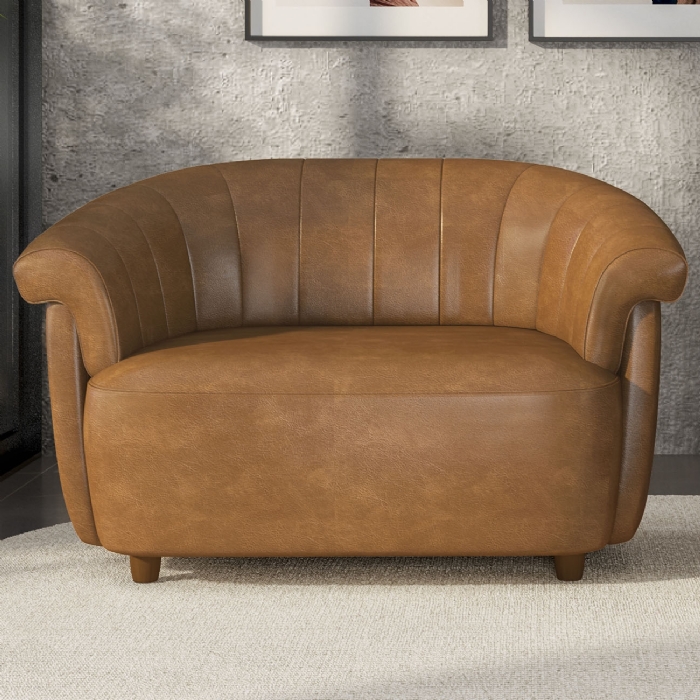 Sofá 2 Lugares 150cm Namoradeira Lykan Sintético Caramelo Z32 - Mpozenato