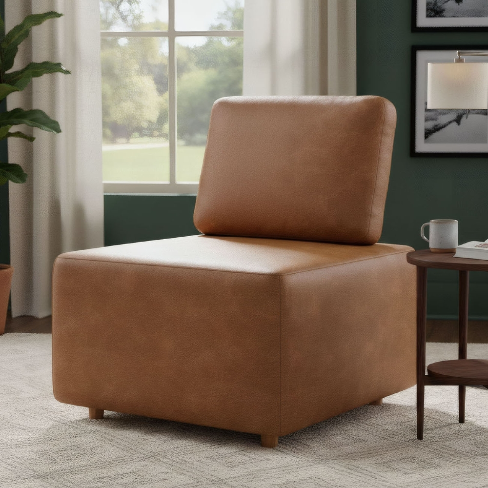 Poltrona Sala de Estar Decorativa Rovier Sintético Caramelo Z32 - Mpozenato