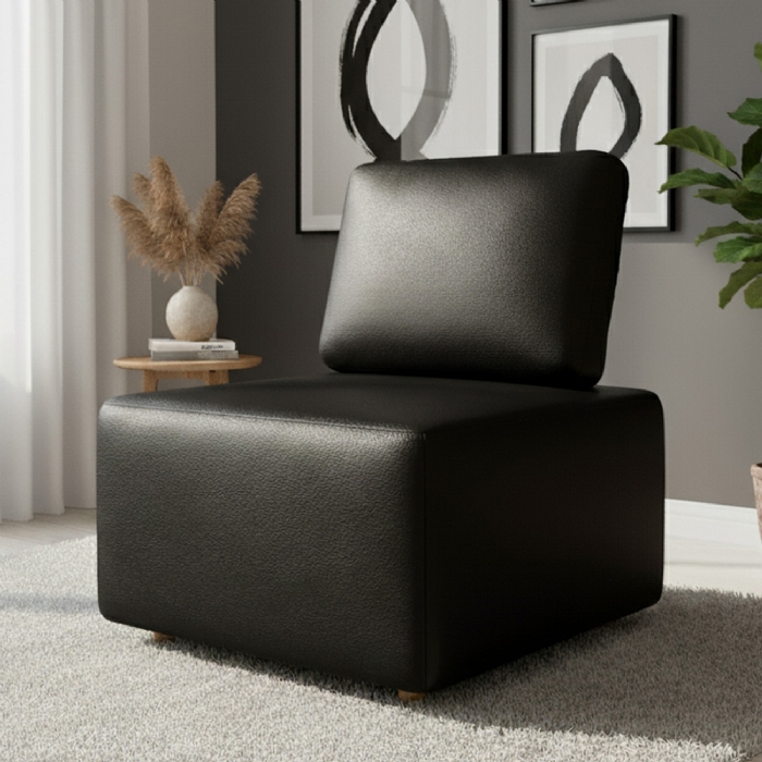 Poltrona Sala de Estar Decorativa Rovier Sintético Preto Z32 - Mpozenato