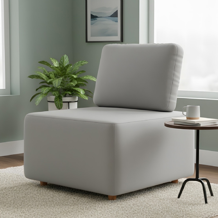 Poltrona Sala de Estar Decorativa Rovier Veludo Cinza Z32      - Mpozenato