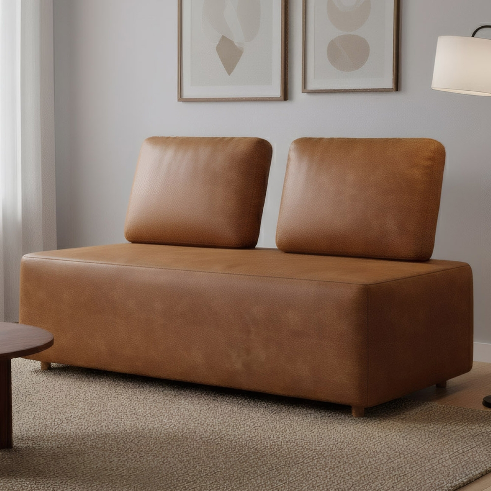 Sofá 2 Lugares 148cm Sala de Estar Rovier Sintético Caramelo Z32 - Mpozenato