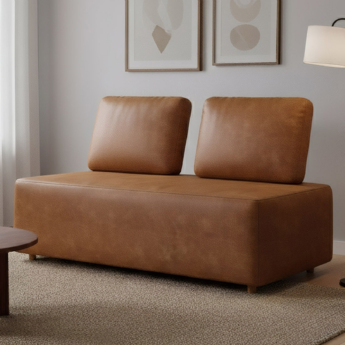 Sofá 2 Lugares 148cm Sala de Estar Rovier Sintético Caramelo Z32 - Mpozenato