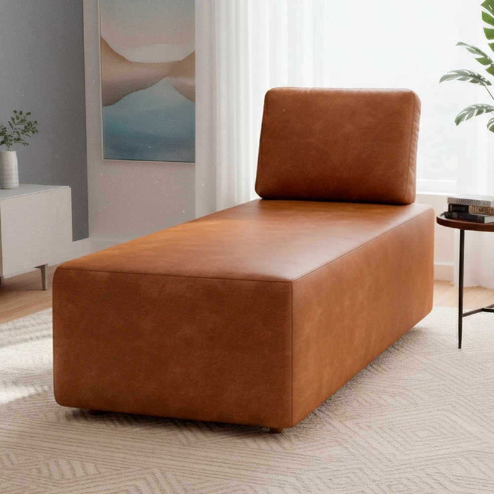 Sofá Chaise Modular 74cm Sala de Estar Sintético Caramelo Z32 - Mpozenato