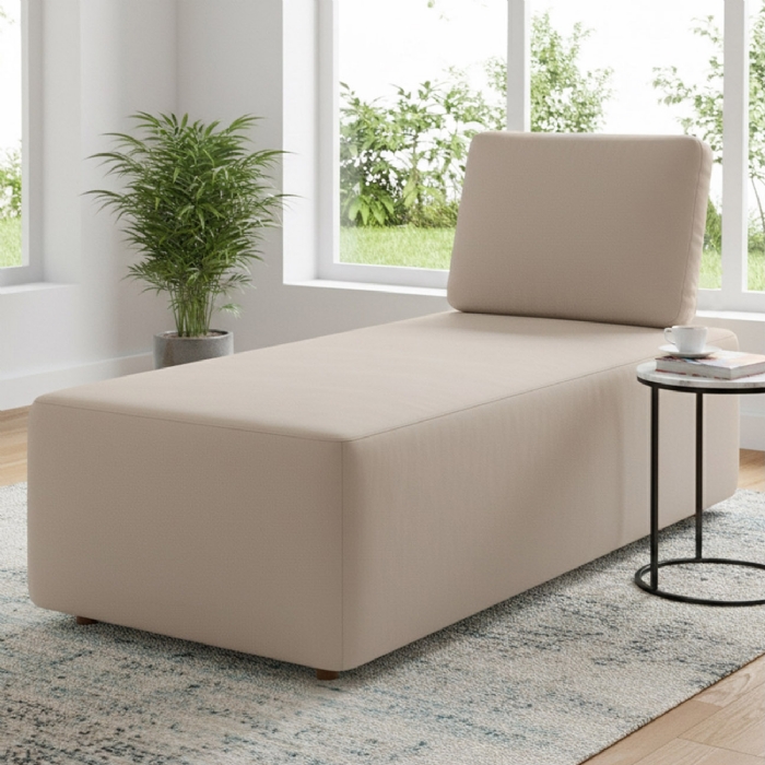 Sofá Chaise Modular 74cm Sala de Estar Rovier Veludo Bege Z32 - Mpozenato