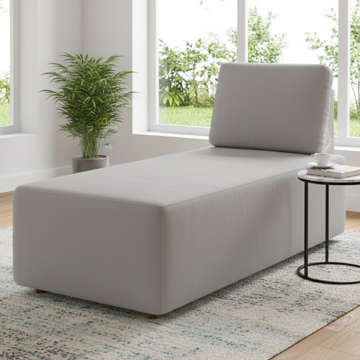 Sofá Chaise Modular 74cm Sala de Estar Rovier Veludo Cinza Z32 - Mpozenato